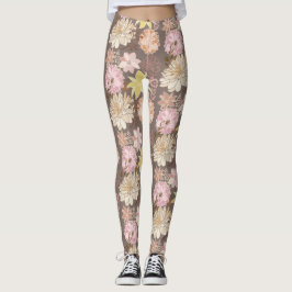 Legging Rustic Boho Asphalt Floral Pattern 
