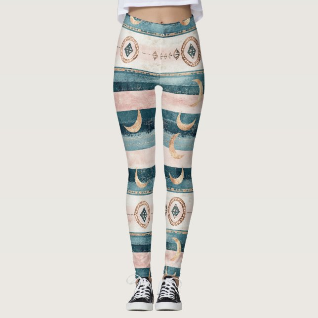 Legging Rustic Celestial Stripe Moon Sun Earthy (10) (Frente)