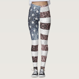 Legging Rustic Red White Blue Sparkles bandeira dos EUA