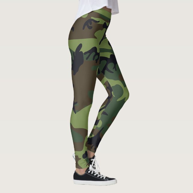 Legging Rustic Trendy Camouflaged Camo Green Brown Padrão (Direita)