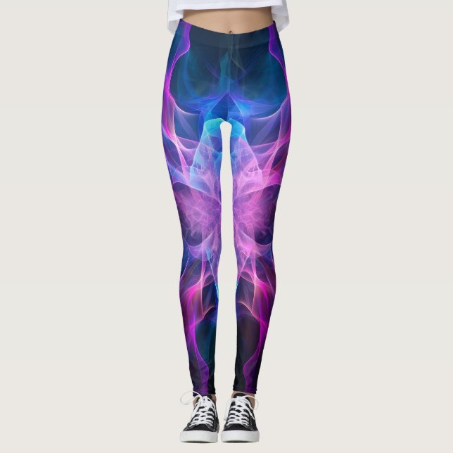 Legging Sabas Éticas: Arte Kirliana Azul & Mauve (Frente)