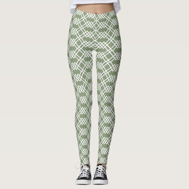 Legging Sage Geométrica Moderna Jade Verde e Branco (Frente)