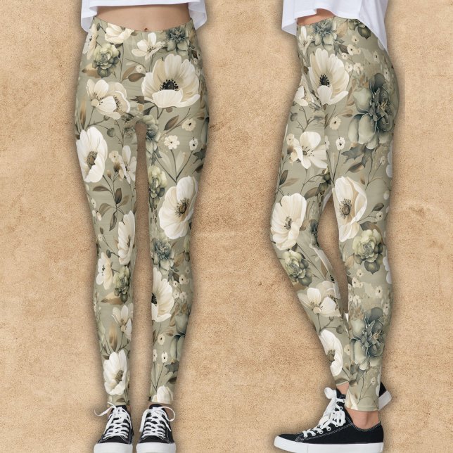 Legging Sage Green E Cream Floral (Criador carregado)
