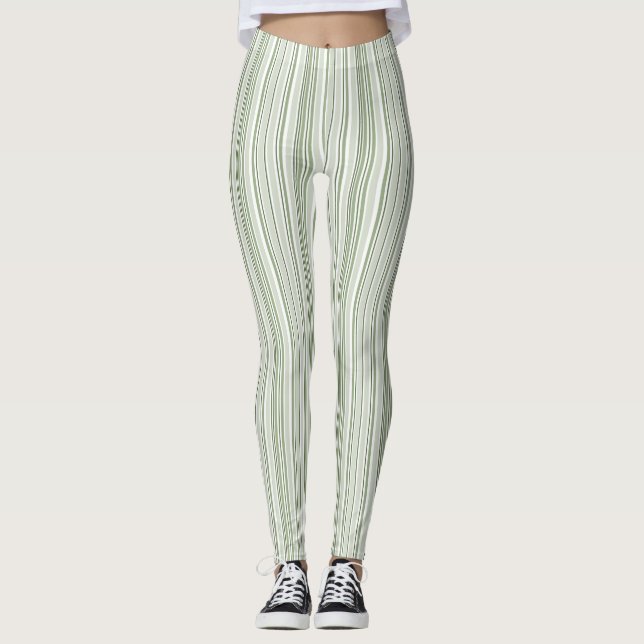 Legging Sage Green (Light, Medium, Dark) and White Striped (Frente)