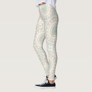 Legging Sage Verde e Padrão Mandala em Pêssego