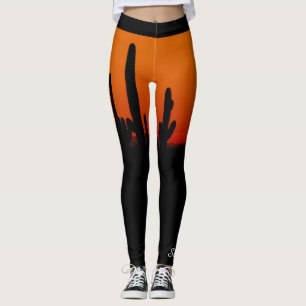 Legging Saguaro Sunset Orange and Black, Nome Personalizad