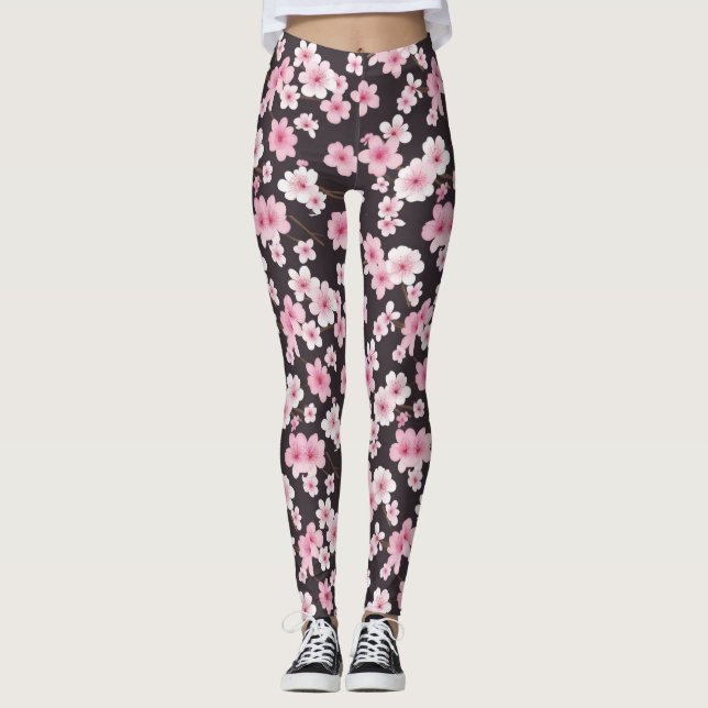 Legging Sakura da meia-noite: Uma Sinfonia do Flor de Cere (Frente)