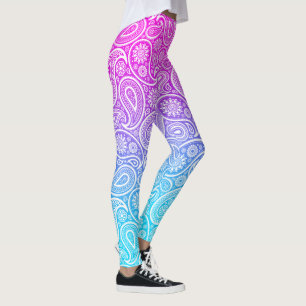 Legging Sala branca de colheita em cor rosa a azul