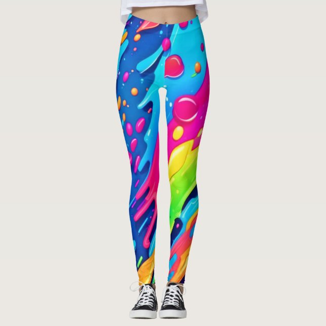 Legging Salpico de Tinta Colorida (Frente)
