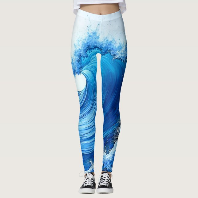 Legging Salpicos de Onda Azul Serene (Frente)