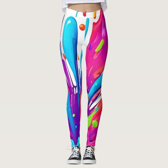 Legging Salpicos de Tinta Líquida Colorida (Frente)