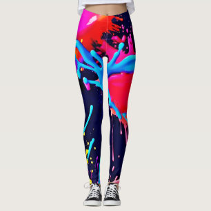 Legging Salpicos Elétricos de Cores Vibrantes