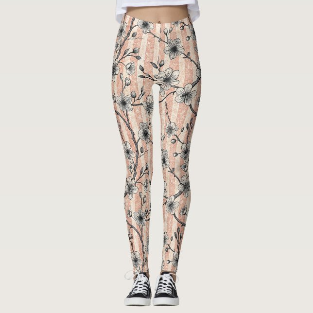 Legging Salsicha Elegante do Blossom - Rosa e Branco (Frente)
