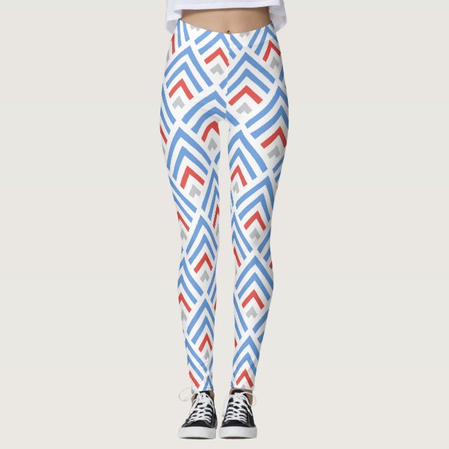 Legging Saltador clássico moderno, azul e vermelho (Frente)