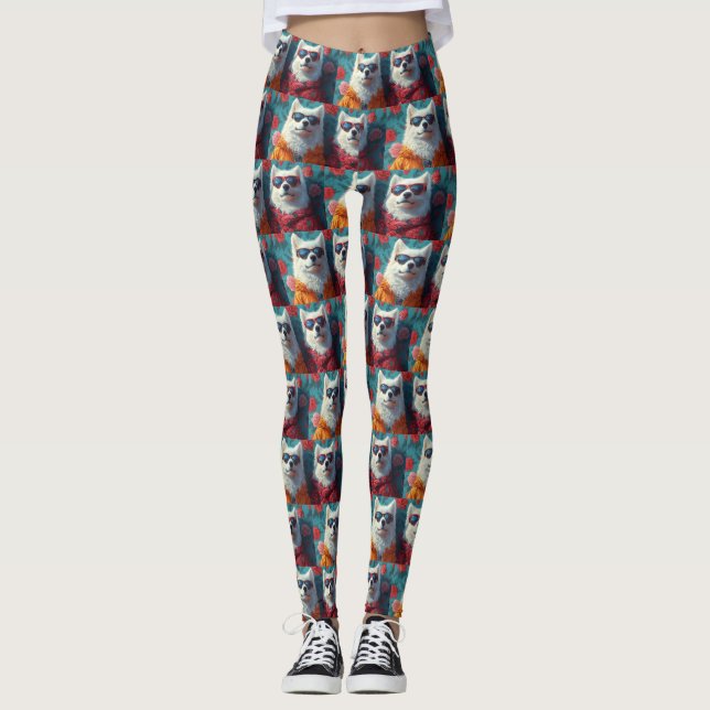 Legging Samoyed com Rosas do Coração Dia dos Namorados (Frente)