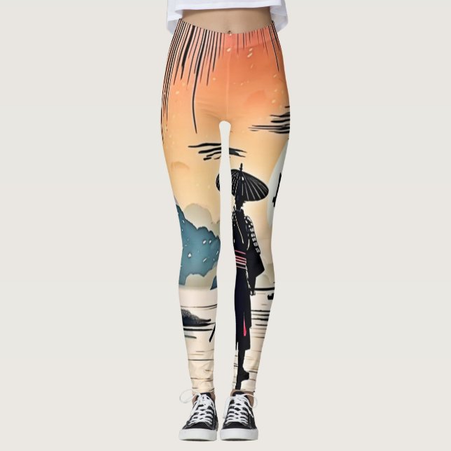 Legging Samurai Sunset: Viagem Refletiva (Frente)