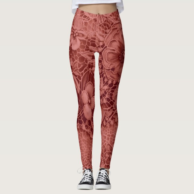 Legging "Sangue Red Vintage Lace" (Frente)
