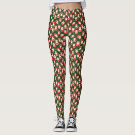 Legging Santa Claus Snowflakes Novelty Green