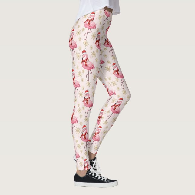 Legging Santa Pink Flamingo Holiday Print (Direita)