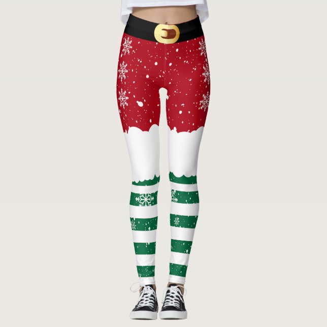 Legging Santa’s Elf Christmas– Festive Holiday Snow Design (Frente)