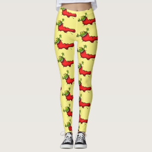 Legging Sapo bonito em um desenho de salto em meia vermelh