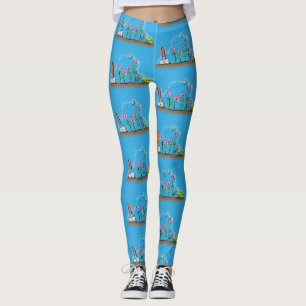 Legging Sapo fofo e abelha no jardim ilustração de desenho