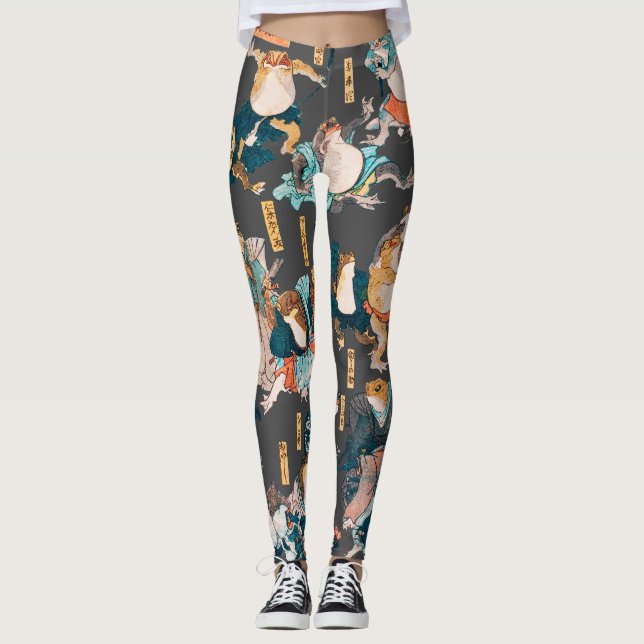 Legging Sapo japonês ukiyo-e Froggies (Frente)