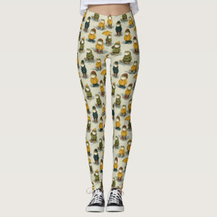 Legging Sapos Caprichosos em Padrão de Impermeáveis