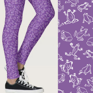 Legging Sapos Fofos com Estampa Roxa e Branca