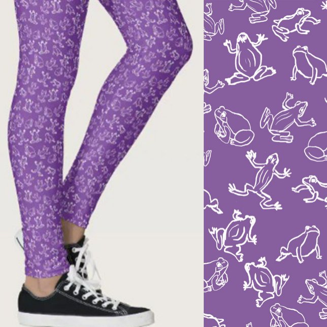 Legging Sapos Fofos com Estampa Roxa e Branca (Criador carregado)