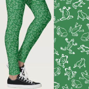 Legging Sapos Fofos Padrão Verde e Branco