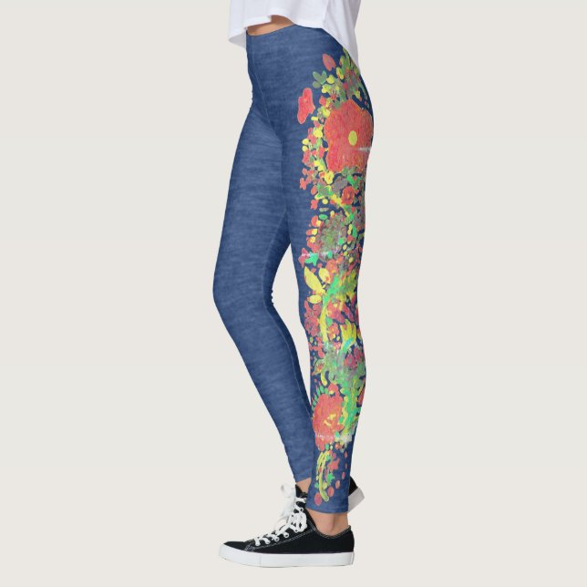 Legging Sarja de Nimes do falso com design do painel (Esquerda)