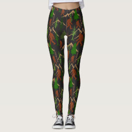 Legging Sasquatch e Árvores Florestais com Pé-Grande Padrã