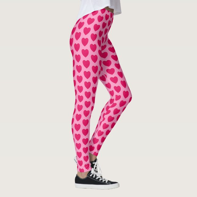 Legging Satin Hearts - Pastel e Fuchsia Rosa (Direita)