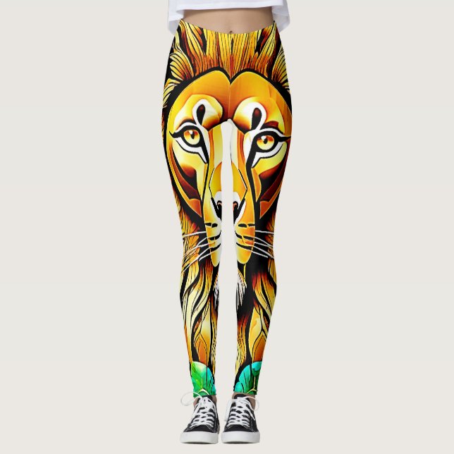Legging Savanna Lion Leaf Design (Frente)
