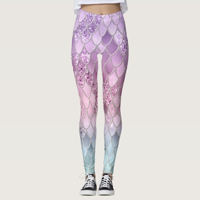 Legging Scales de Sereia com Glitter #2a (Faux Glitter) #s (Frente)