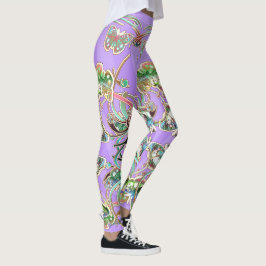 Legging Schmetterling Ornamente Flieder Strahlen