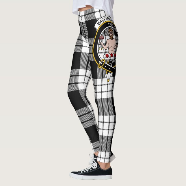 Legging Scotstee Clan MacFarlane Black & White Crest Tarta (Esquerda)