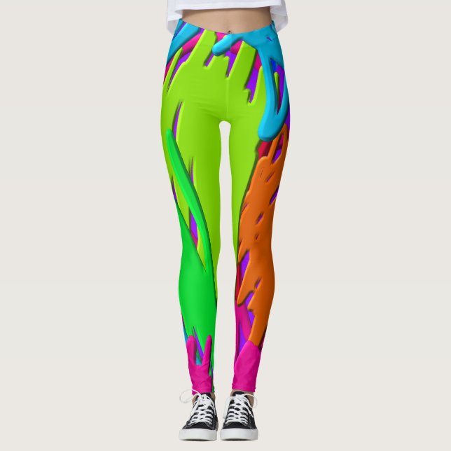 Legging Scribbles do néon (Frente)