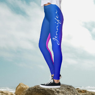 Legging Script Branco de Gradação de Bicolor Cor-de-Rosa A