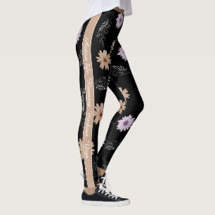 Legging Script elegante e coloração correspondente a preto