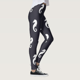 Legging SEAHORSE náutica branca e azul-marinho