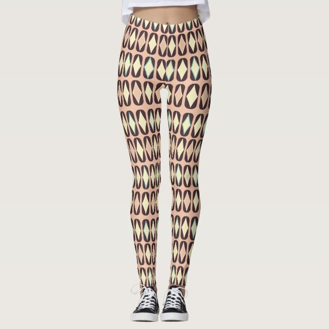 Legging Seamless geometric pattern in dark brown leaf  (Frente)