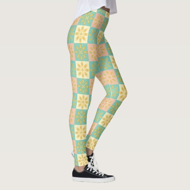 Legging Seamless pattern with geometric floral motifs (Direita)
