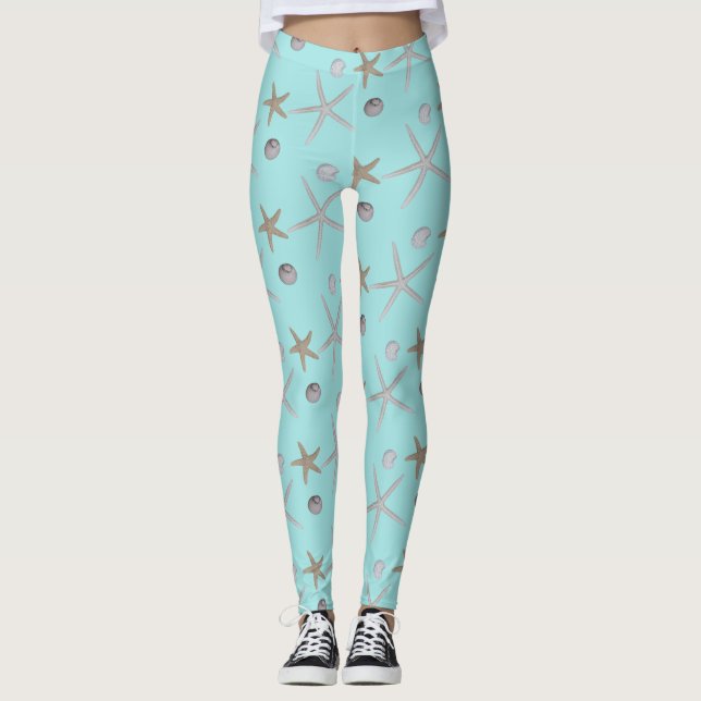Legging Seashells e estrela do mar em caneleiras da (Frente)