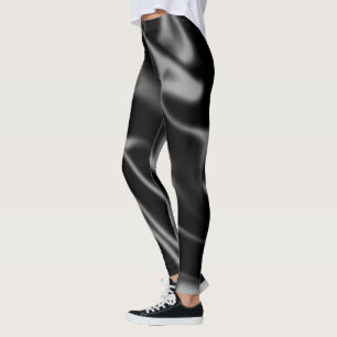 Legging Seda Preta Escuro Silky Suave Sólido Sólido Luxuri