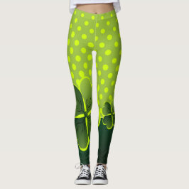 Legging Seja irlandês por um dia - Shamrock & Polka-Dots -