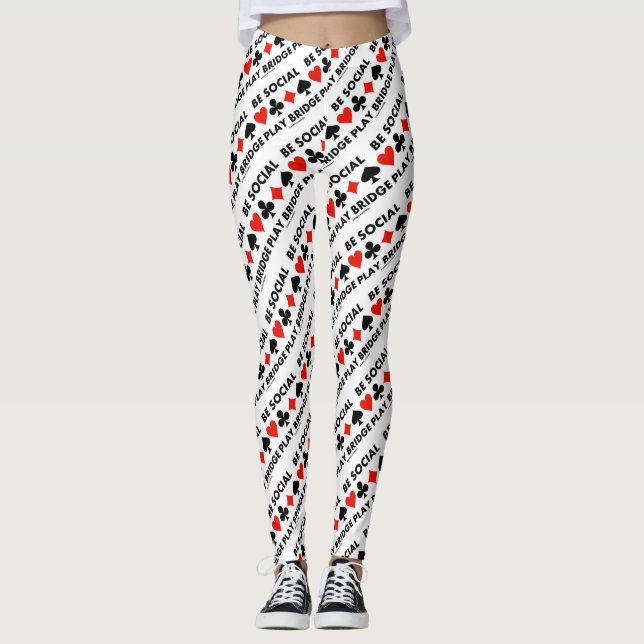 Legging Seja Social Play Bridge Quatro Cards Conselhos (Frente)