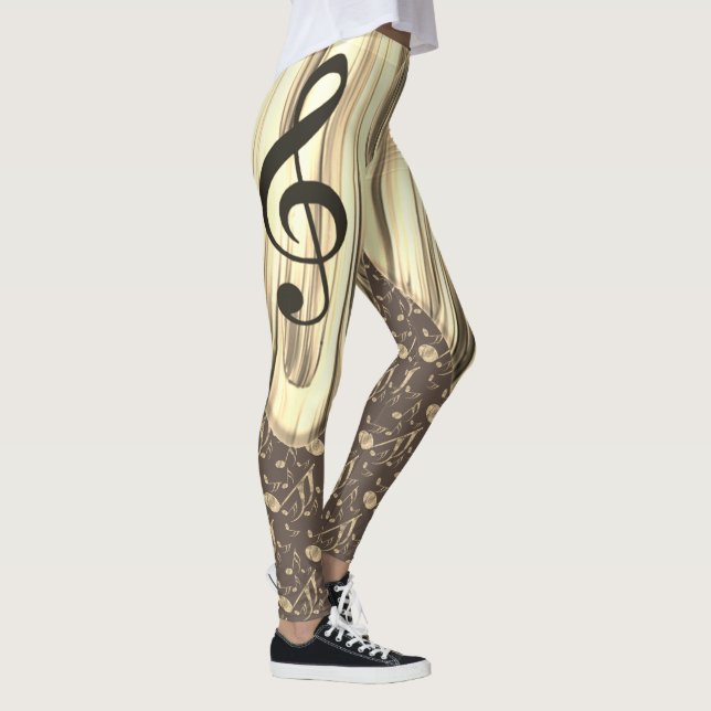 Legging Seleção de Violão de Nota de Música Personalizada (Direita)