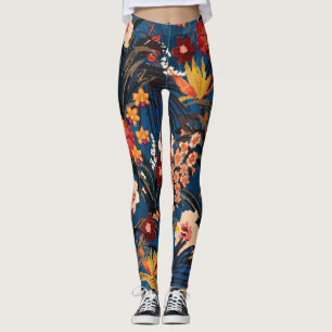 Legging Selva Chic: Azul Escuro Exótico.